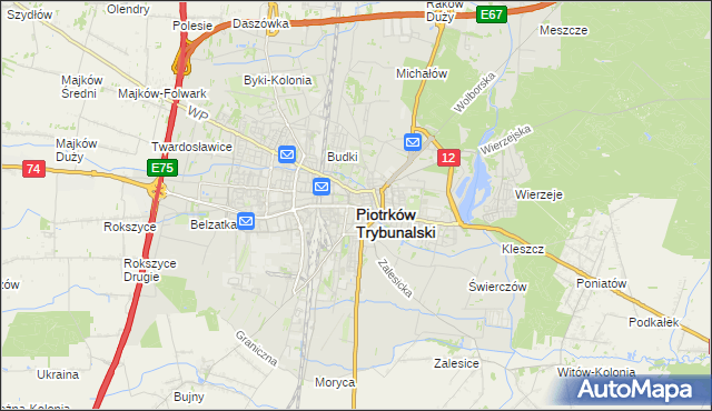 mapa Piotrków Trybunalski, Piotrków Trybunalski na mapie Targeo