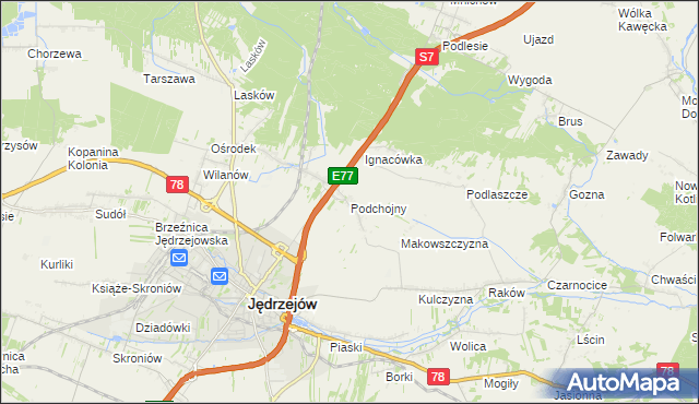 mapa Podchojny, Podchojny na mapie Targeo