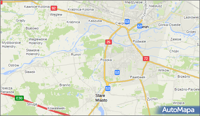 mapa Posoka gmina Stare Miasto, Posoka gmina Stare Miasto na mapie Targeo
