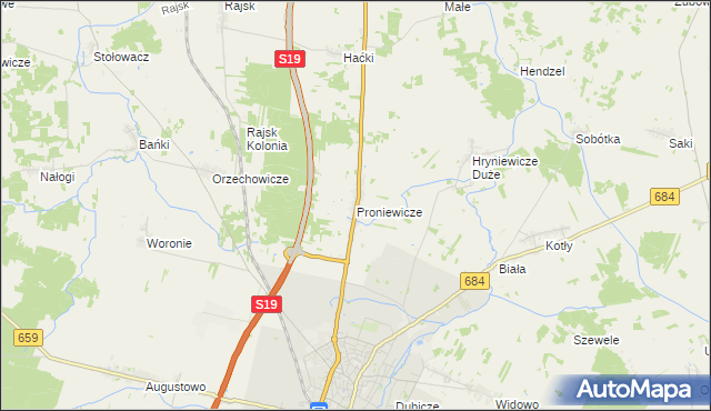 mapa Proniewicze, Proniewicze na mapie Targeo