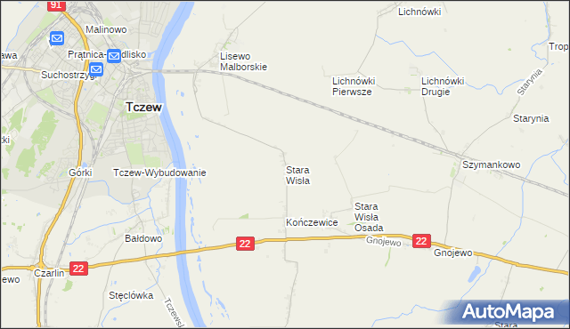 mapa Stara Wisła, Stara Wisła na mapie Targeo
