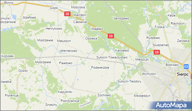 mapa Sułocin-Towarzystwo, Sułocin-Towarzystwo na mapie Targeo