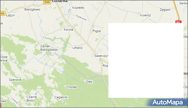 mapa Świerczynki gmina Łysomice, Świerczynki gmina Łysomice na mapie Targeo