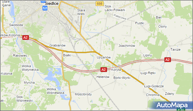 mapa Ujrzanów, Ujrzanów na mapie Targeo