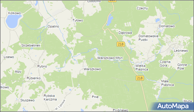 mapa Warszkowo-Młyn, Warszkowo-Młyn na mapie Targeo