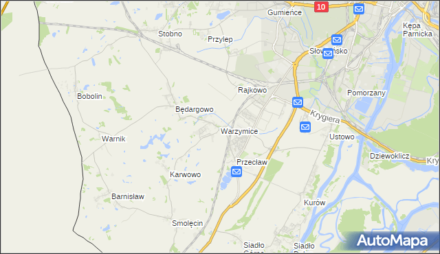 mapa Warzymice, Warzymice na mapie Targeo
