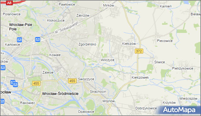 mapa Wilczyce gmina Długołęka, Wilczyce gmina Długołęka na mapie Targeo