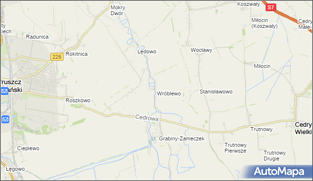 mapa Wróblewo gmina Suchy Dąb, Wróblewo gmina Suchy Dąb na mapie Targeo