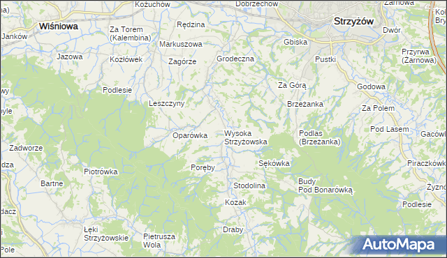 mapa Wysoka Strzyżowska, Wysoka Strzyżowska na mapie Targeo