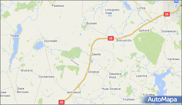 mapa Zawda, Zawda na mapie Targeo