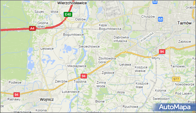 mapa Zbylitowska Góra, Zbylitowska Góra na mapie Targeo