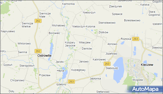 mapa Danków gmina Kleczew, Danków gmina Kleczew na mapie Targeo