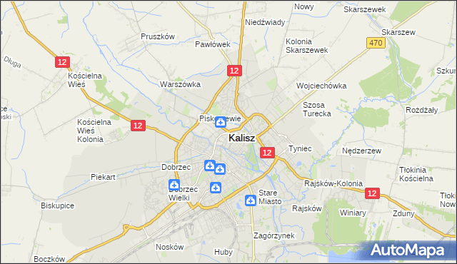 mapa Kalisza, Kalisz na mapie Targeo