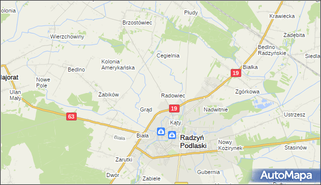 mapa Radowiec, Radowiec na mapie Targeo