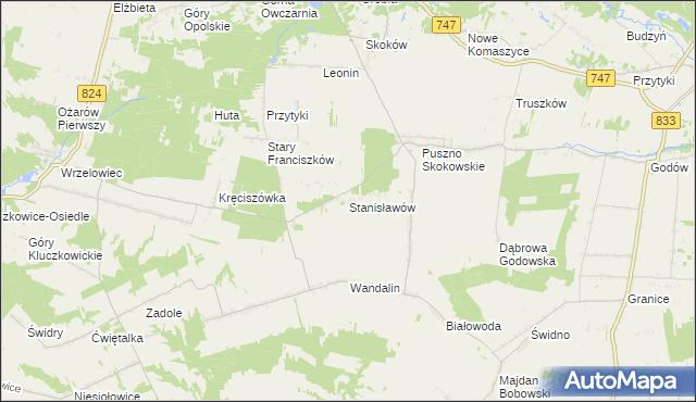 mapa Stanisławów gmina Opole Lubelskie, Stanisławów gmina Opole Lubelskie na mapie Targeo