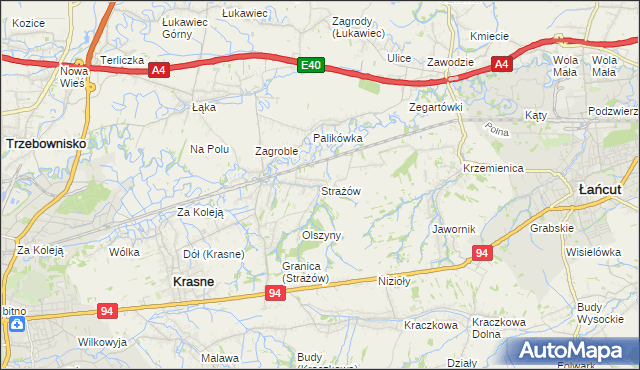 mapa Strażów, Strażów na mapie Targeo