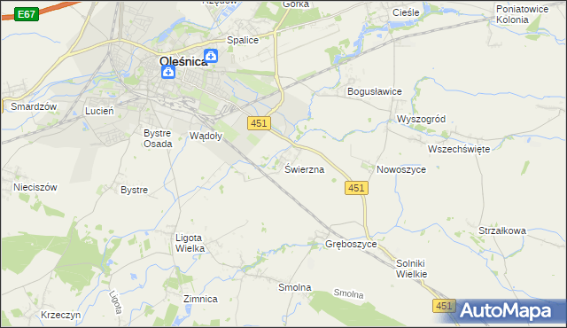 mapa Świerzna, Świerzna na mapie Targeo