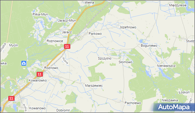 mapa Szczytno gmina Rogoźno, Szczytno gmina Rogoźno na mapie Targeo