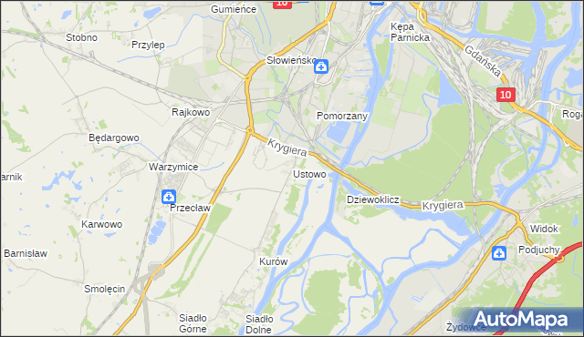 mapa Ustowo, Ustowo na mapie Targeo