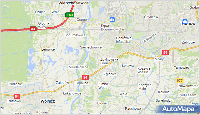 mapa Zbylitowska Góra, Zbylitowska Góra na mapie Targeo