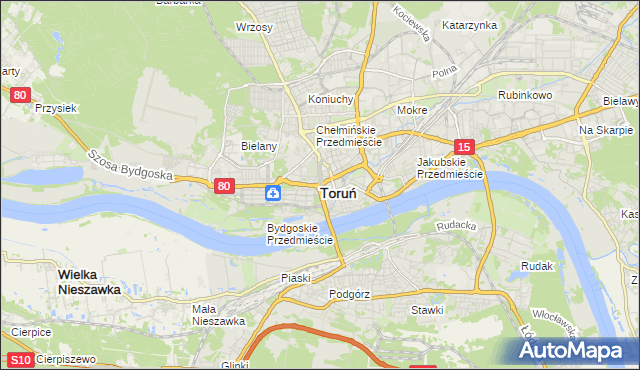 mapa Torunia, Toruń na mapie Targeo