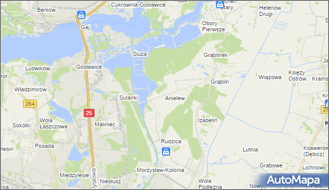 mapa Anielew gmina Kramsk, Anielew gmina Kramsk na mapie Targeo