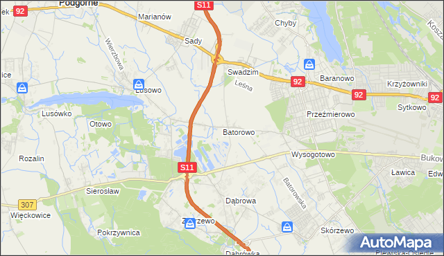 mapa Batorowo gmina Tarnowo Podgórne, Batorowo gmina Tarnowo Podgórne na mapie Targeo