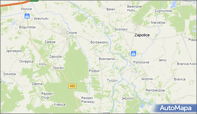 mapa Bobrowniki gmina Sieradz, Bobrowniki gmina Sieradz na mapie Targeo