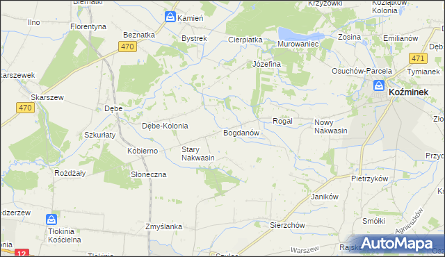 mapa Bogdanów gmina Koźminek, Bogdanów gmina Koźminek na mapie Targeo