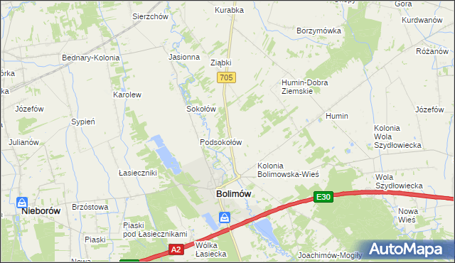 mapa Bolimowska Wieś, Bolimowska Wieś na mapie Targeo
