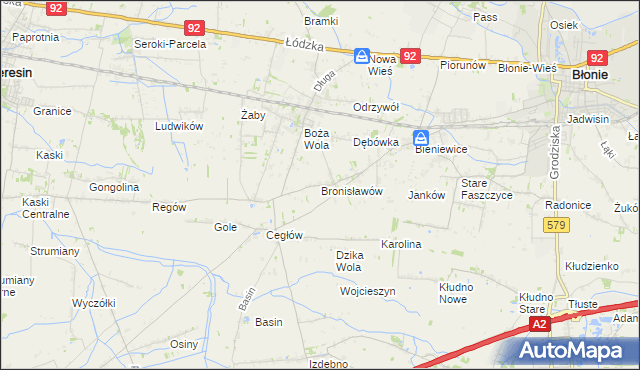 mapa Bronisławów gmina Baranów, Bronisławów gmina Baranów na mapie Targeo