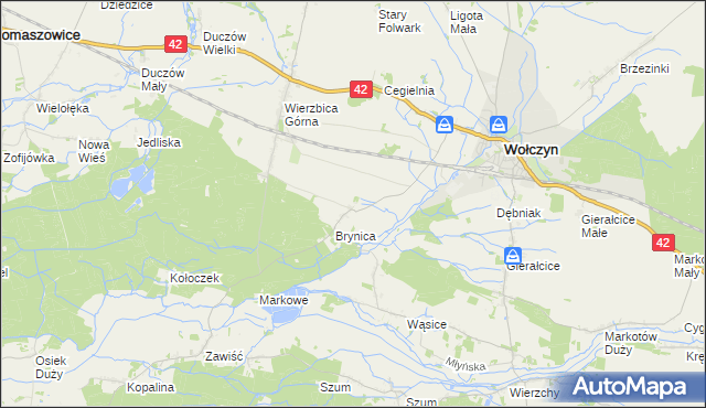 mapa Brynica Osada, Brynica Osada na mapie Targeo