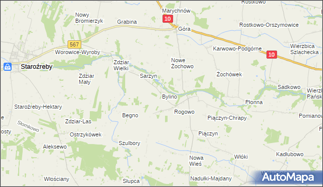 mapa Bylino, Bylino na mapie Targeo