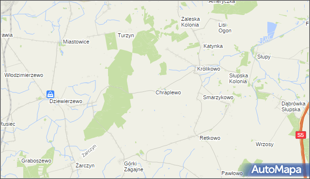 mapa Chraplewo gmina Szubin, Chraplewo gmina Szubin na mapie Targeo