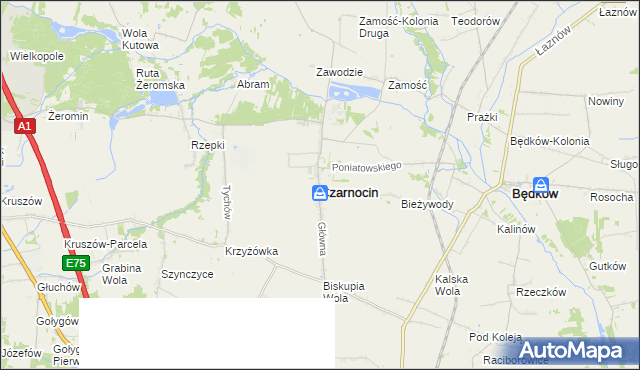 mapa Czarnocin powiat piotrkowski, Czarnocin powiat piotrkowski na mapie Targeo