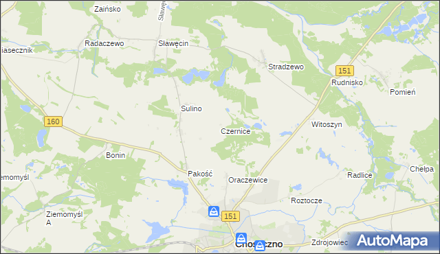 mapa Czernice gmina Choszczno, Czernice gmina Choszczno na mapie Targeo