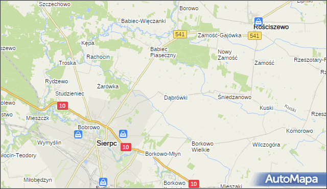 mapa Dąbrówki gmina Sierpc, Dąbrówki gmina Sierpc na mapie Targeo