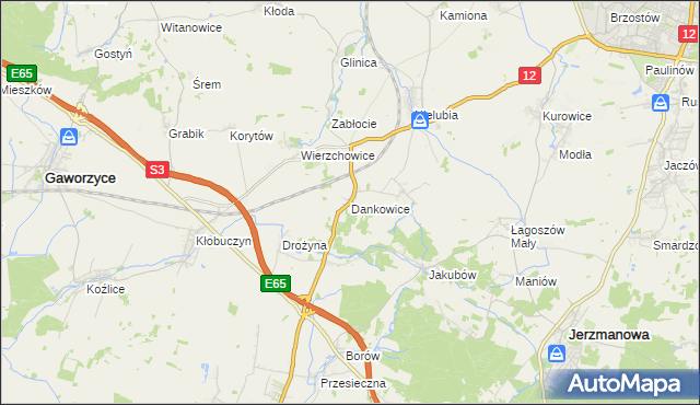mapa Dankowice gmina Żukowice, Dankowice gmina Żukowice na mapie Targeo