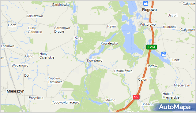 mapa Dziadkowo gmina Mieleszyn, Dziadkowo gmina Mieleszyn na mapie Targeo