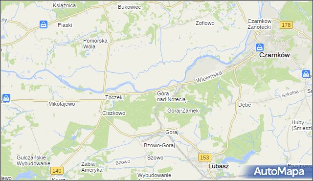 mapa Góra nad Notecią, Góra nad Notecią na mapie Targeo
