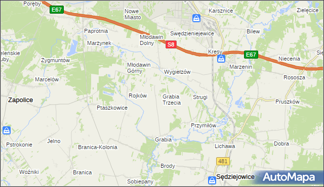 mapa Grabia Trzecia, Grabia Trzecia na mapie Targeo