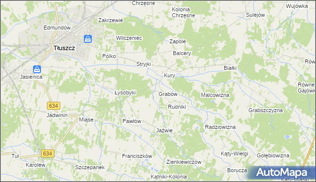 mapa Grabów gmina Tłuszcz, Grabów gmina Tłuszcz na mapie Targeo