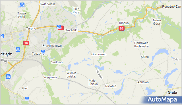 mapa Grabowiec gmina Grudziądz, Grabowiec gmina Grudziądz na mapie Targeo