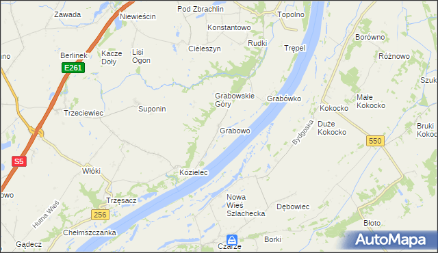 mapa Grabowo gmina Pruszcz, Grabowo gmina Pruszcz na mapie Targeo