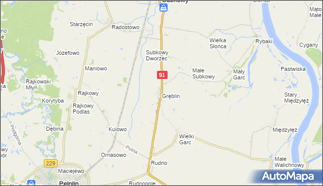 mapa Gręblin, Gręblin na mapie Targeo