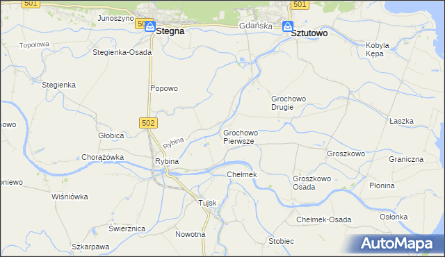 mapa Grochowo Pierwsze, Grochowo Pierwsze na mapie Targeo