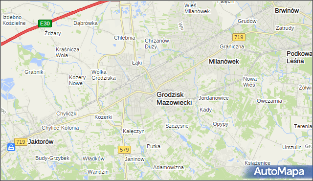 mapa Grodzisk Mazowiecki, Grodzisk Mazowiecki na mapie Targeo