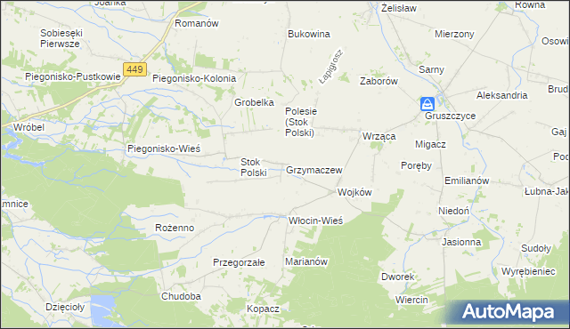 mapa Grzymaczew, Grzymaczew na mapie Targeo