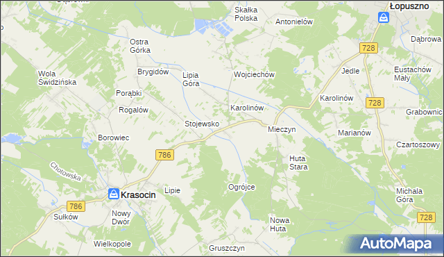 mapa Jakubów gmina Krasocin, Jakubów gmina Krasocin na mapie Targeo
