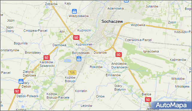 mapa Janówek Duranowski, Janówek Duranowski na mapie Targeo